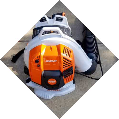 Commercial back pack blower used for leaf clean ups.
