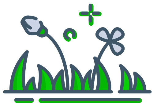 Cartoon image of grass and flowers.