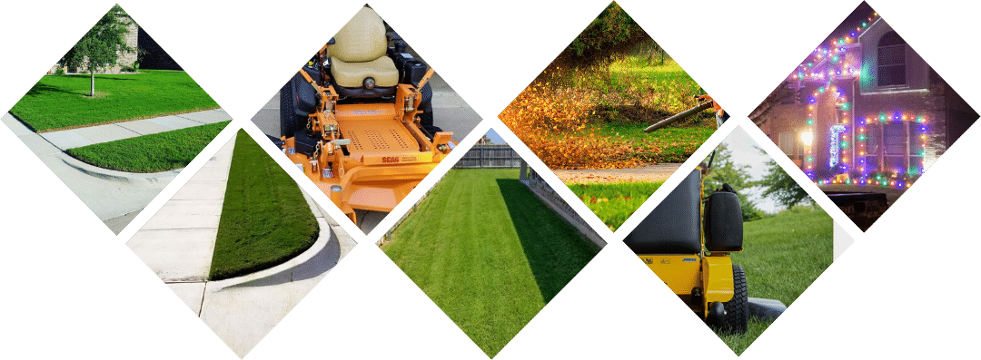 Collage of professional lawn care services provided in Burleson, Texas.